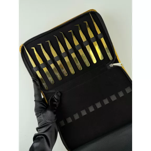 20-Slot Tweezer Case - Gold