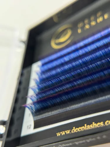 7 Rows - MIX • Black / Blue / Purple Tricolor • M Curl • 0.07 (6-12 mm) - Colored Lash Extensions