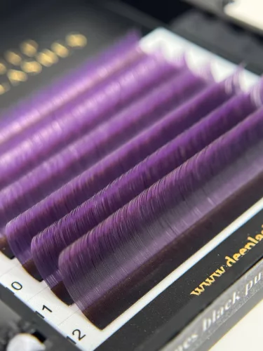 7 Rows - MIX • Black / Purple Ombre • 0.07 (6-12 mm) - Colored Lash Extensions