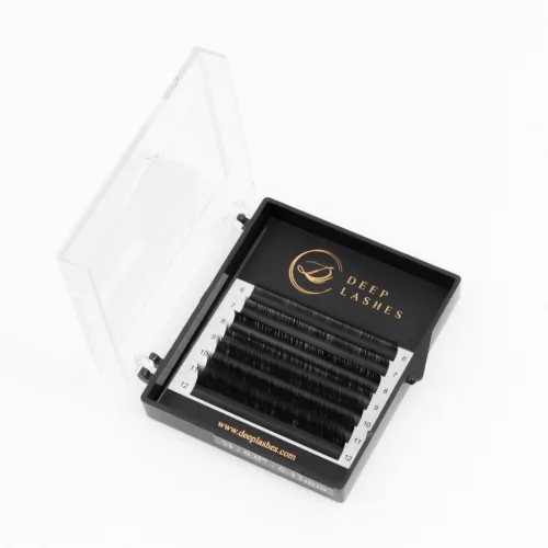 7 Rows - MIX • M Curl • 0.07 (6-12 mm) - Lash Extensions - Premium Black Collection PROMOTION