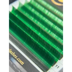   7 Rows - MIX • Green • 0.07 (6-12 mm) - Colored Lash Extensions